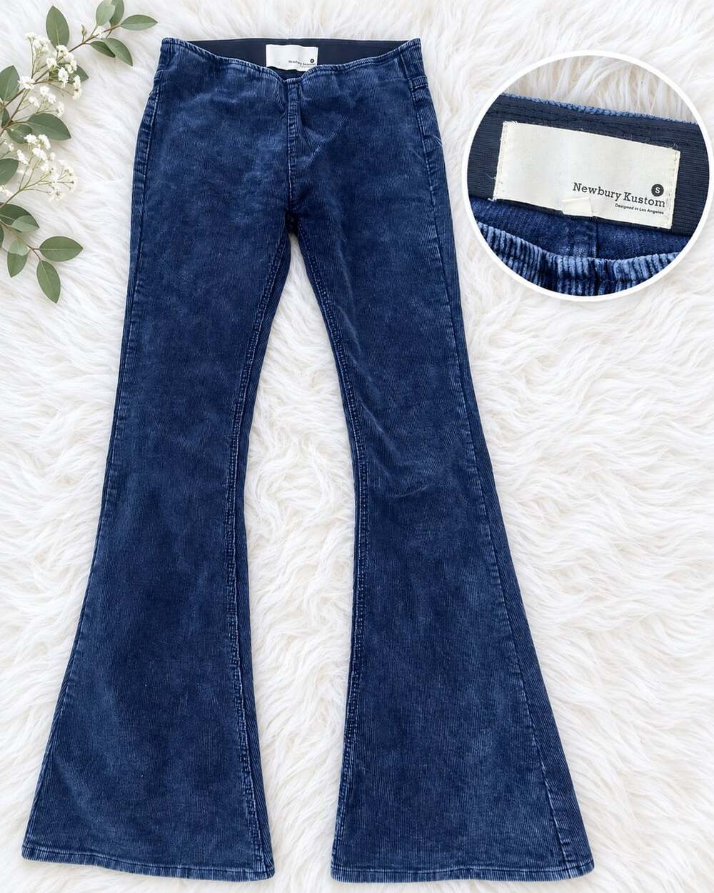 Newbury Kustom Size Small Blue Corduroy Flare Pants
